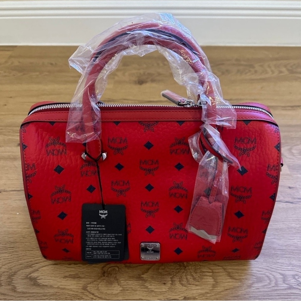MCM Visetos Medium Essential Boston Bag